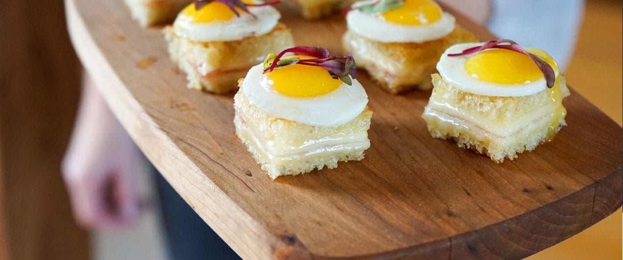Bistro Catering's Quail Egg Sandwich Bite at Jackson lunch party